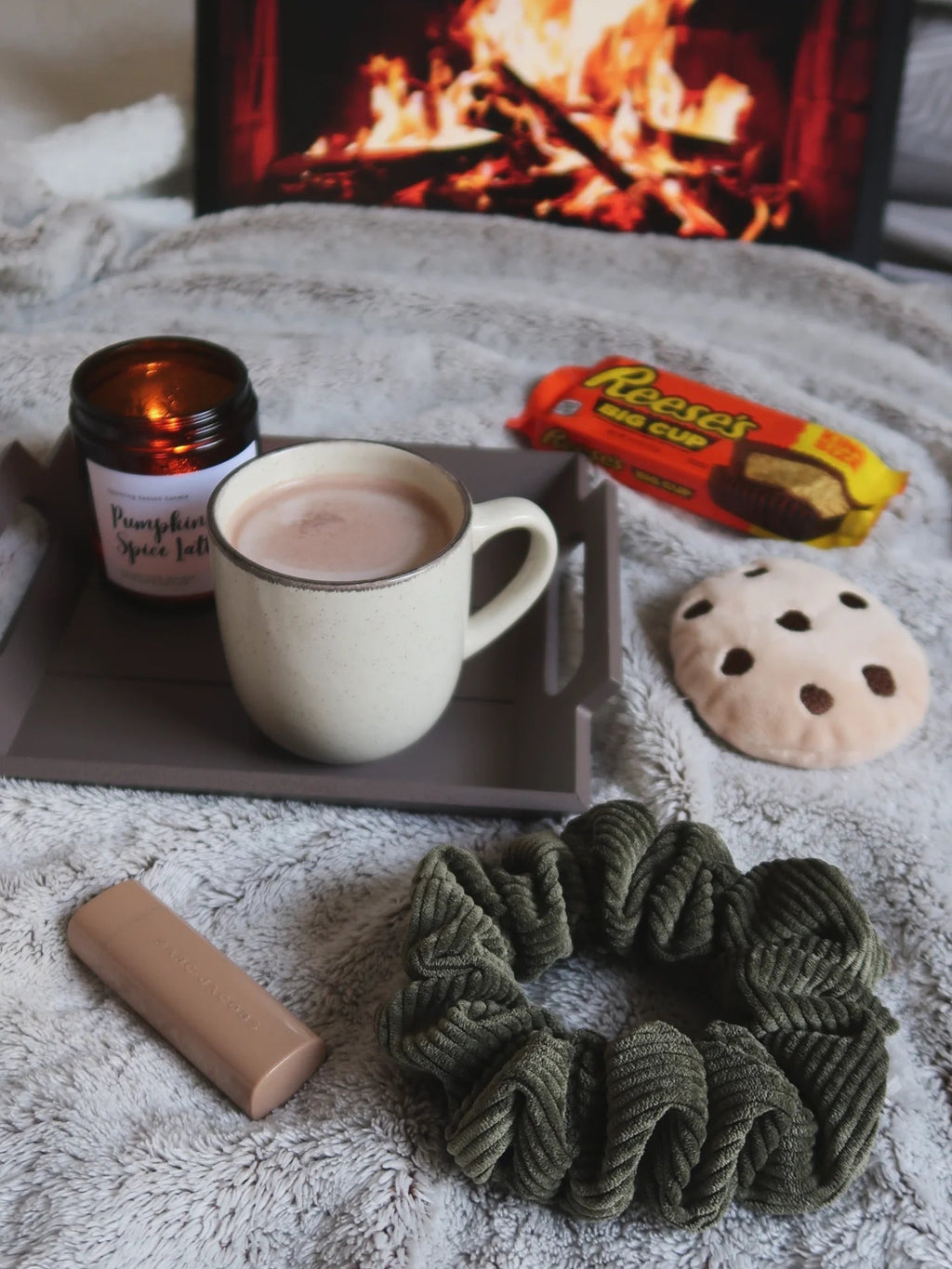 Scrunchie Leave - Velours côtelé Kaki, taille médium Ma boutique