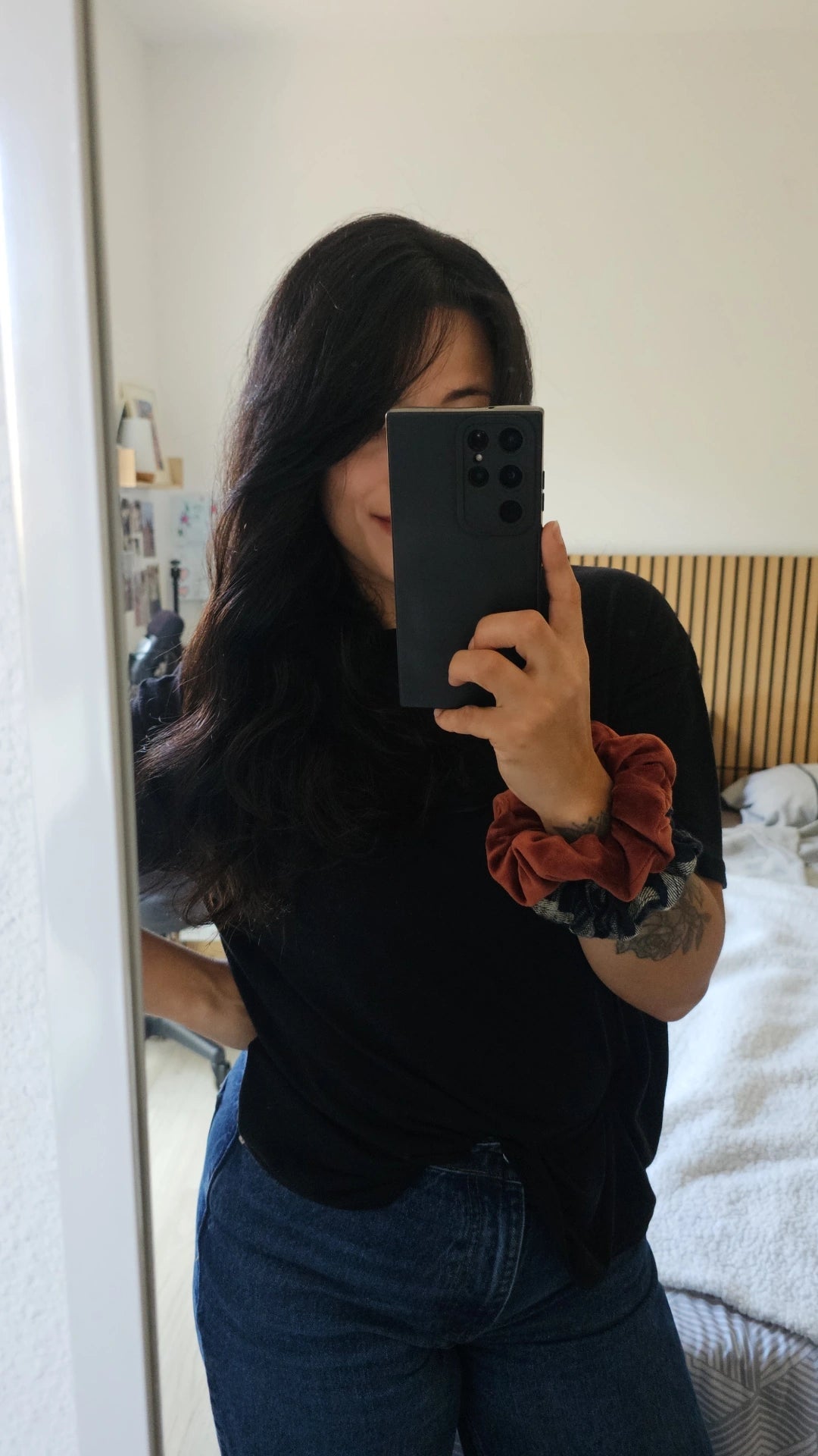 Scrunchie Teddy - Velours cuivré-marron, taille médium Ma boutique