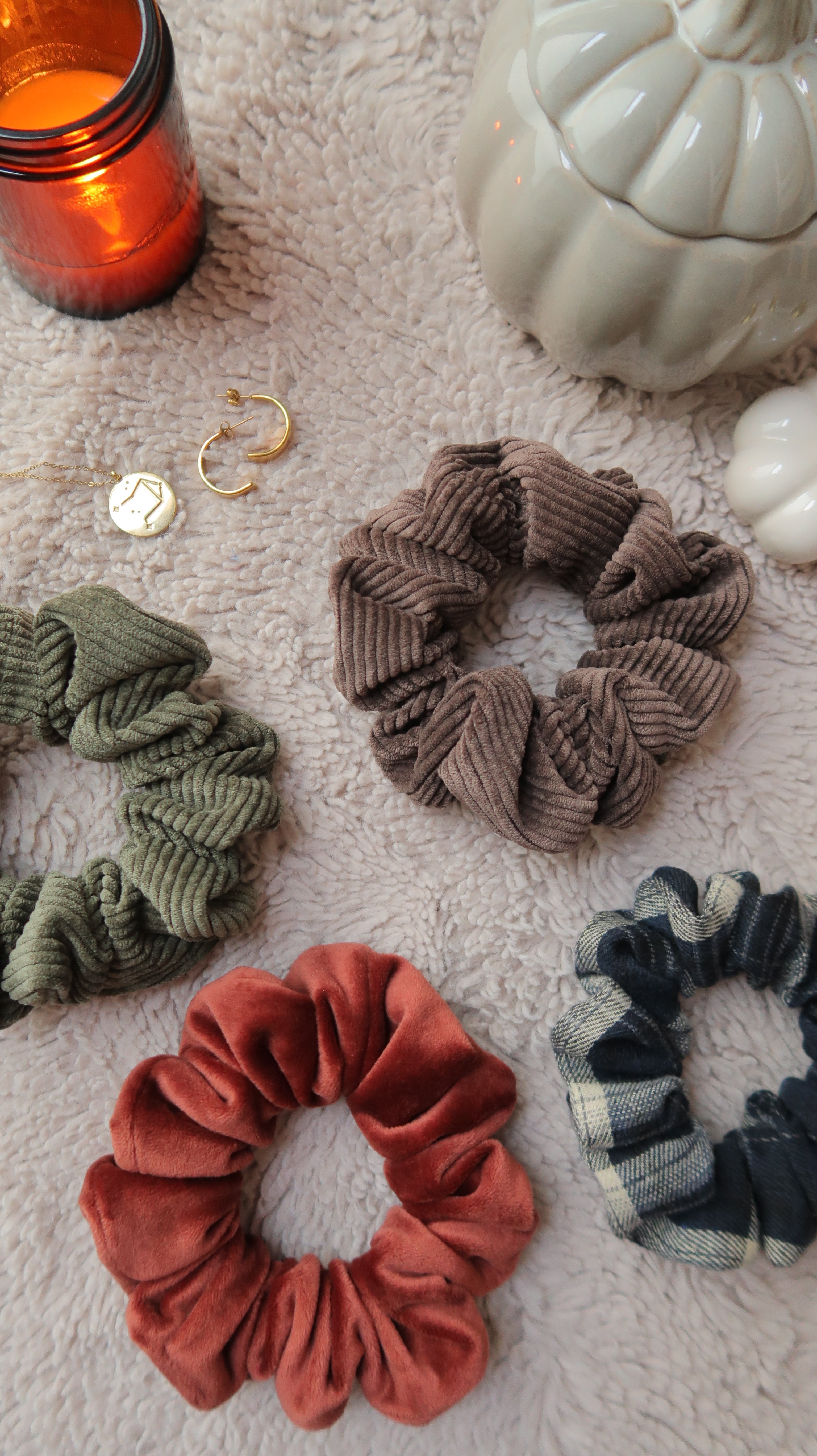 Scrunchie Automne - Velours côtelé, taille médium Ma boutique