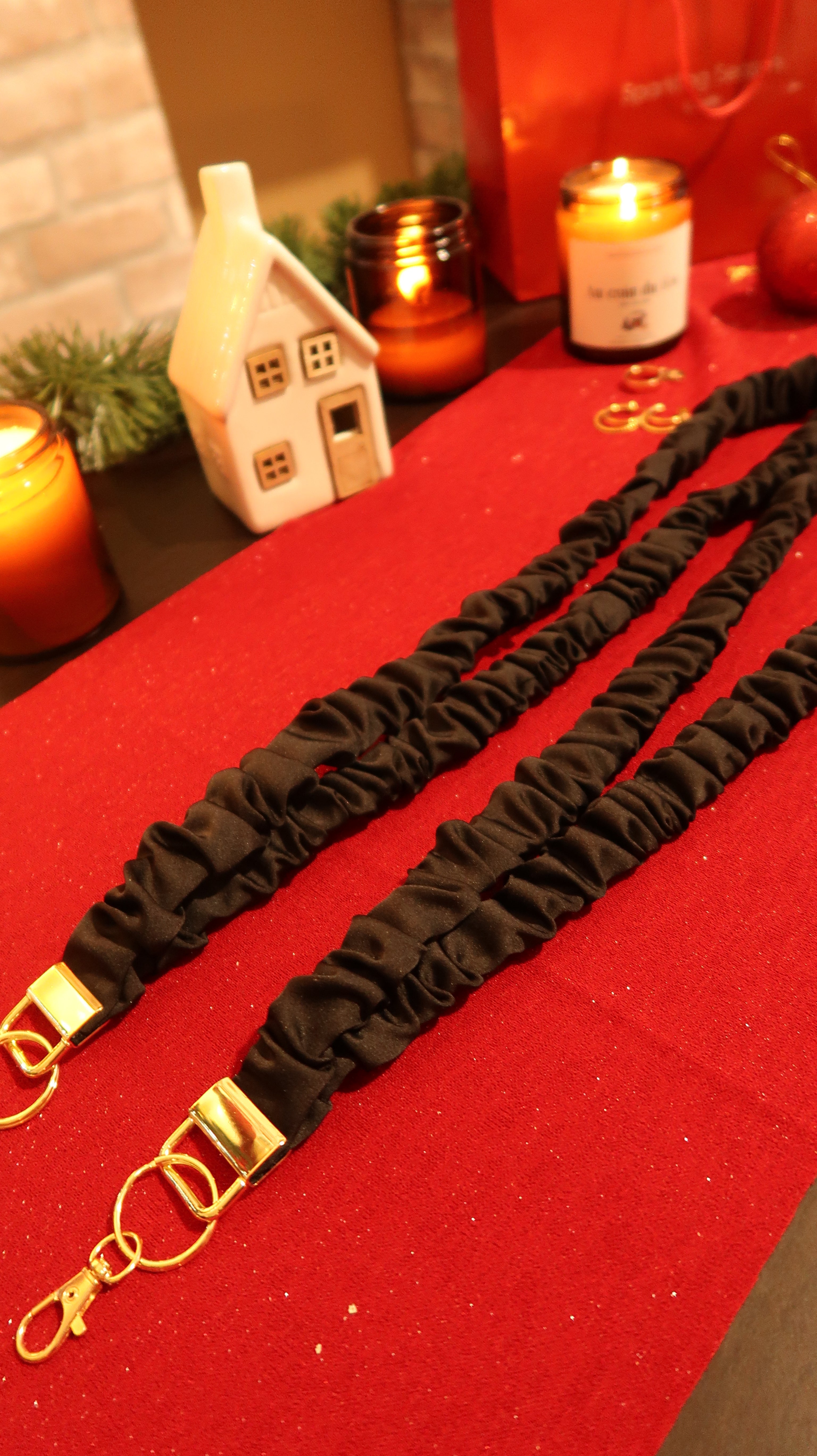 Porte-clés scrunchie Noir Satiné Ma boutique