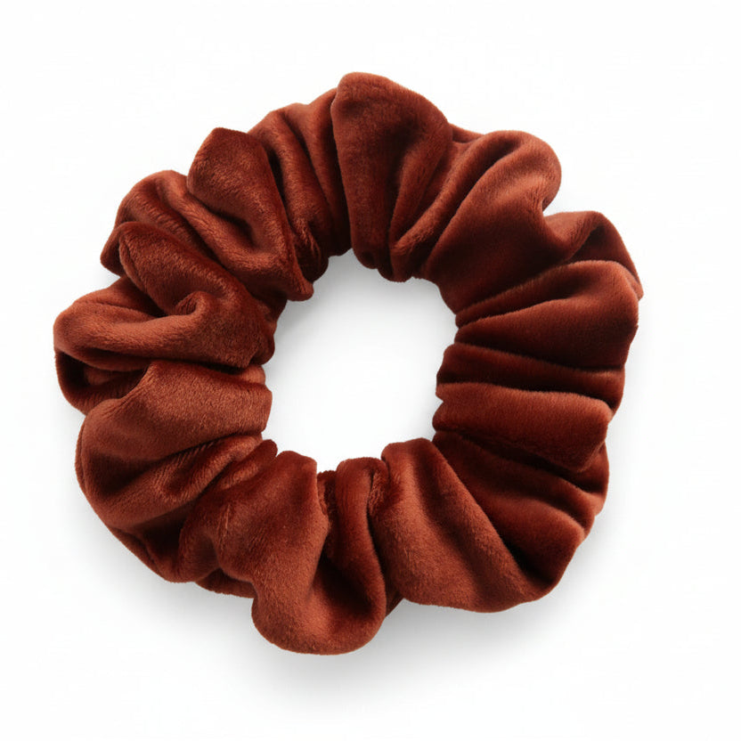 Scrunchie Teddy - Velours cuivré-marron, taille médium Ma boutique